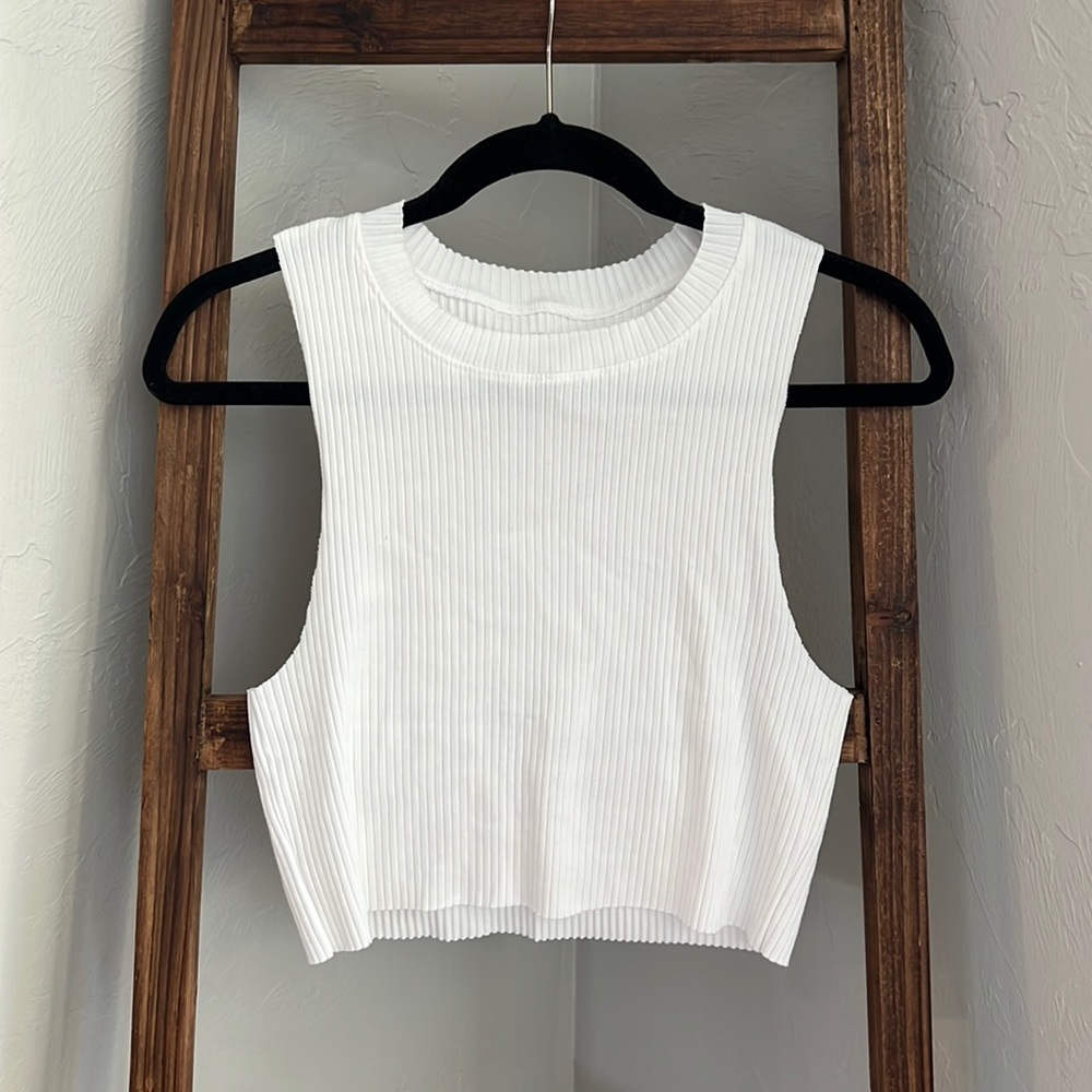 White Ribbed Aerie Tank